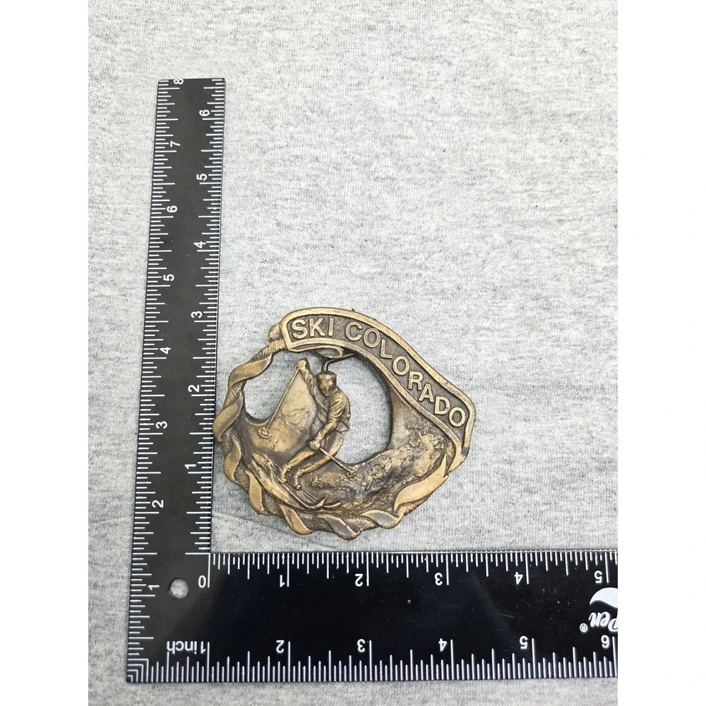 1981 Ski Colorado Aspen Alpine Skier Solid Brass Spec-Cast Rare Belt Buckle
